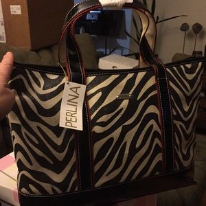 Perlina canvas zebra print tote